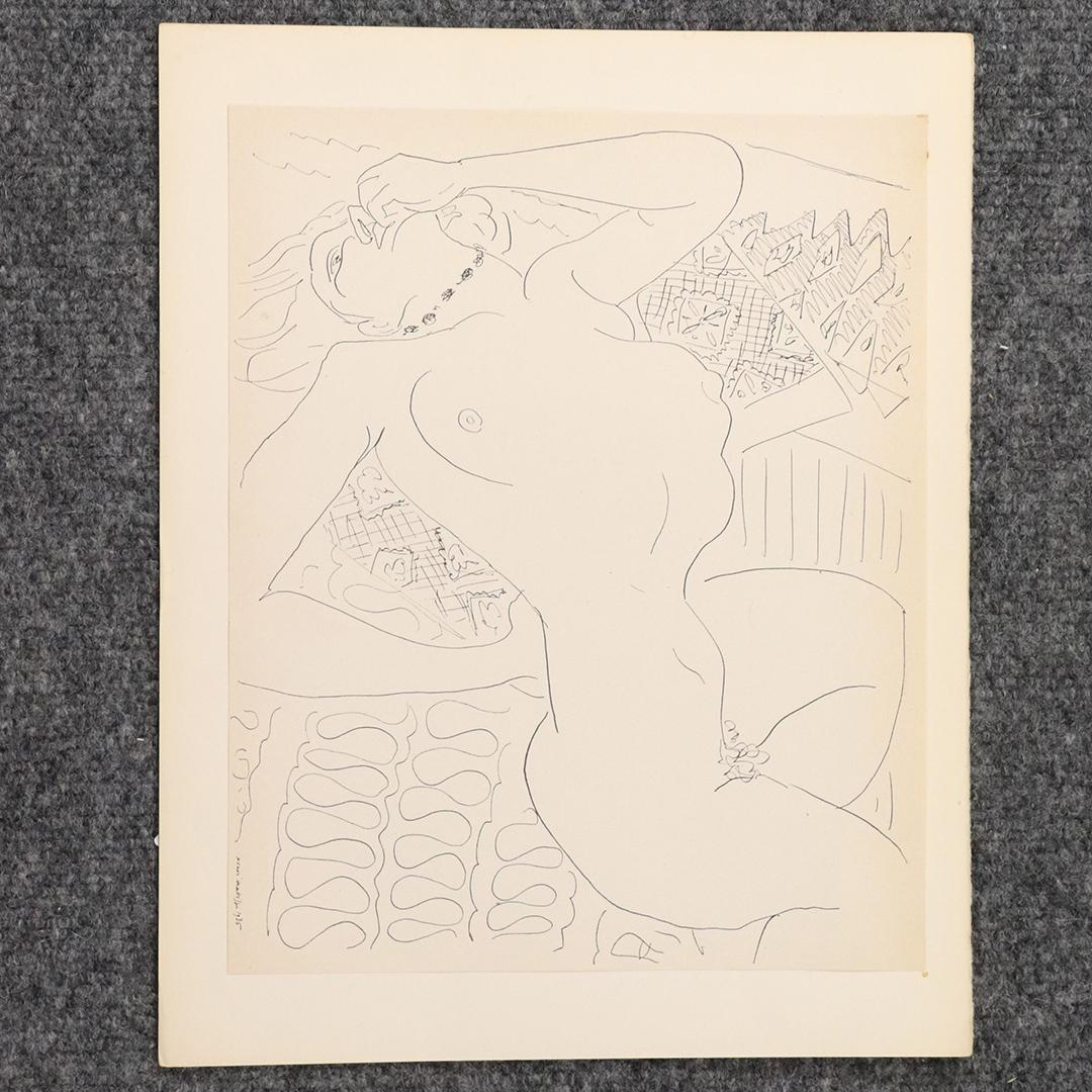 Henri Matisse 1935, Vintage Lithograph Reclining Nude: Henri Matisse 1935, Vintage Lithograph Reclining Nude. Signed and dated in plate. size: 8.5x10.5 image, 10x12.5 outside mat