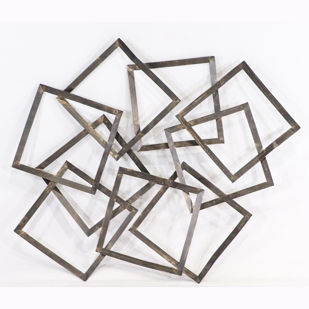 Modern Design Metal Squares Wall Hanging Sculpture: Modern Design Metal Squares Wall Hanging Sculpture. size: 35L x 41w