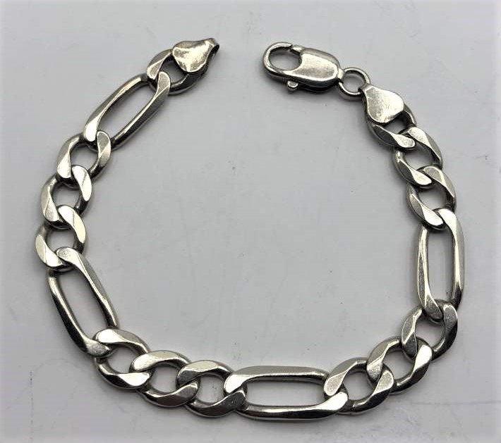 Figaro .925 Sterling Silver Men's Heavy Link Bracelet (1 of 3)