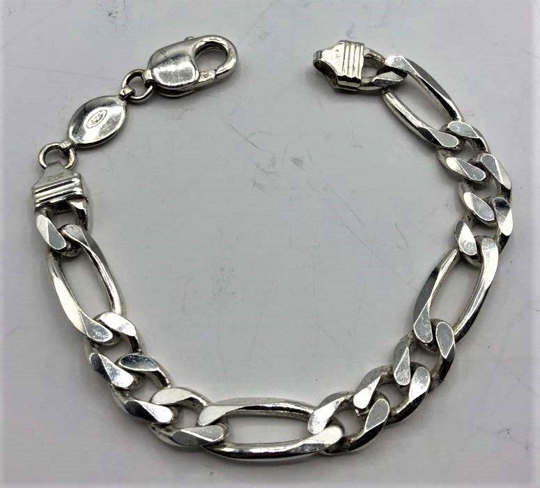 .925 Sterling Silver Figaro Link Men's Bracelet (1 of 4)