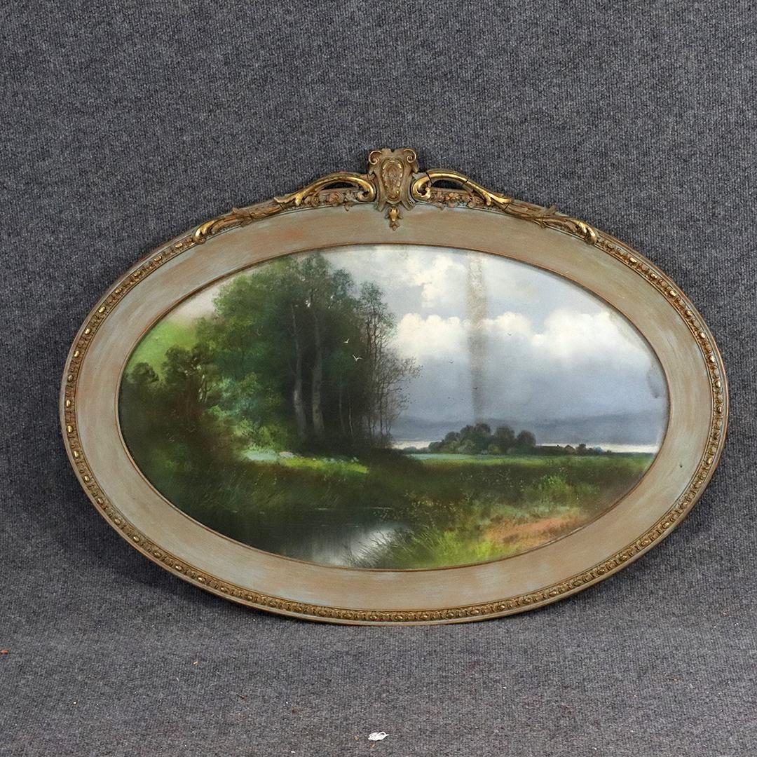 Circa 1910 Hudson River Valley Landscape Pastel Oval (1 of 12)