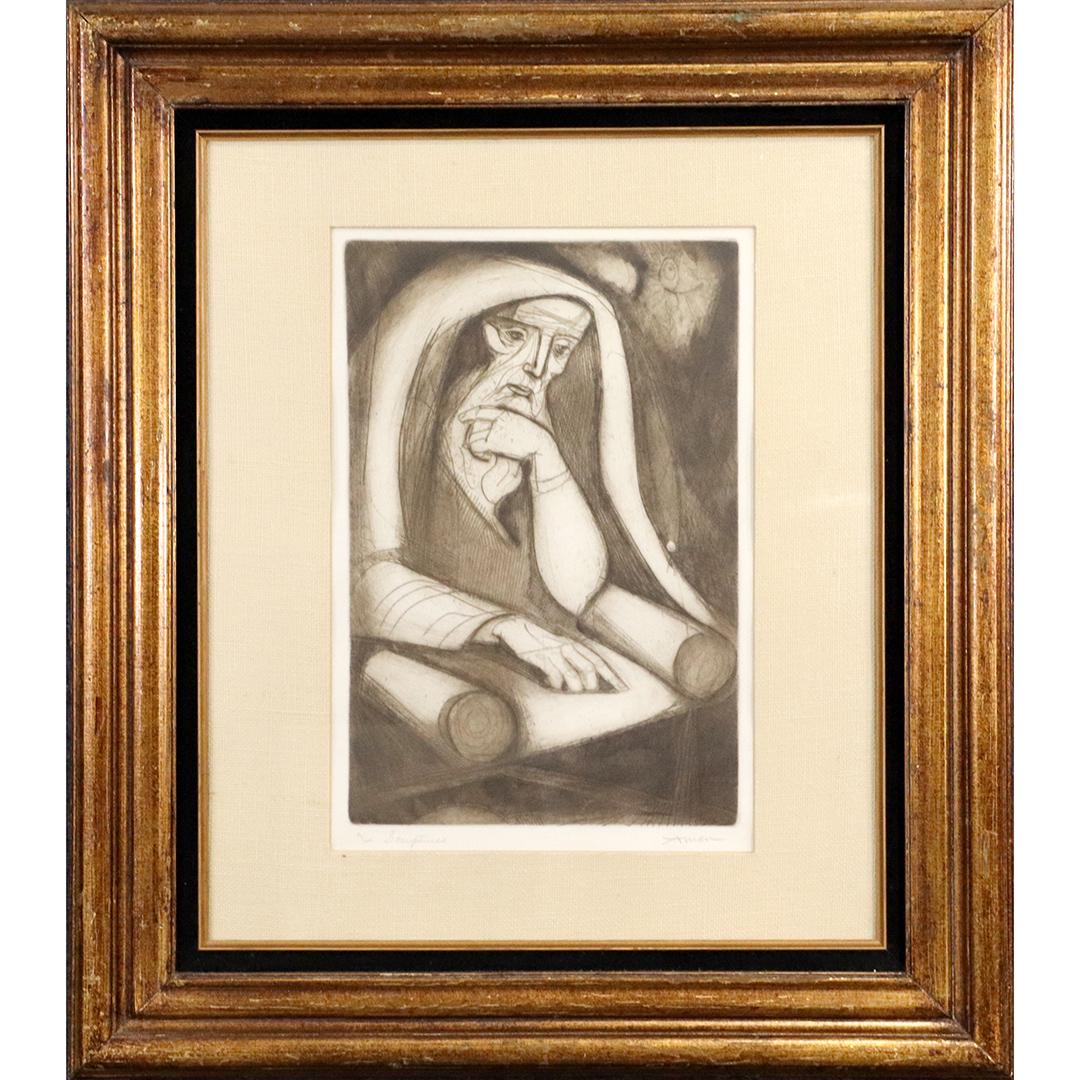 Irving Amen, #42/200 Lithograph "Scriptures", Framed (1 of 11)