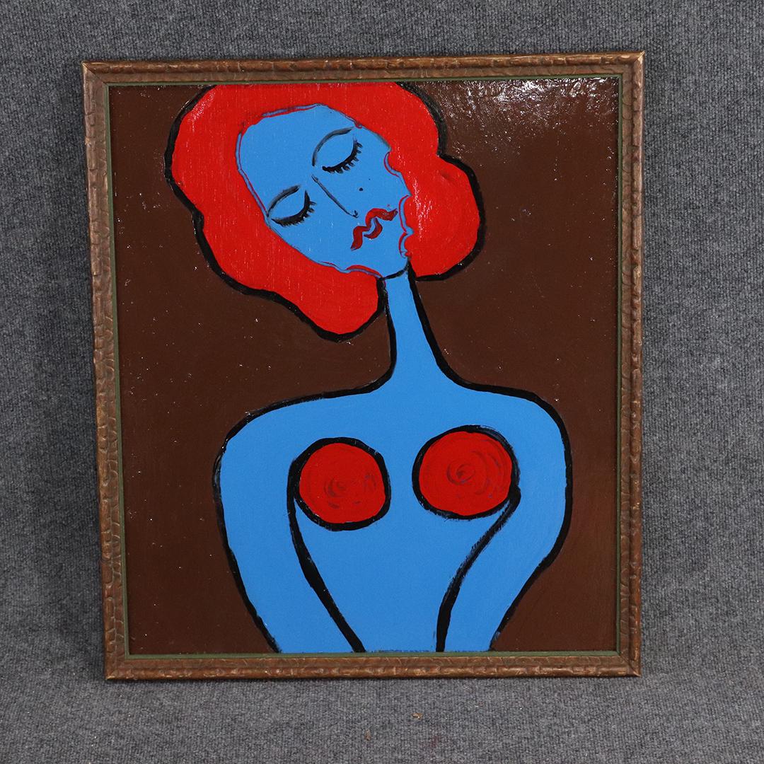 Pulgini, Mid-Century Modern O/b Abstract Blue Woman (1 of 8)