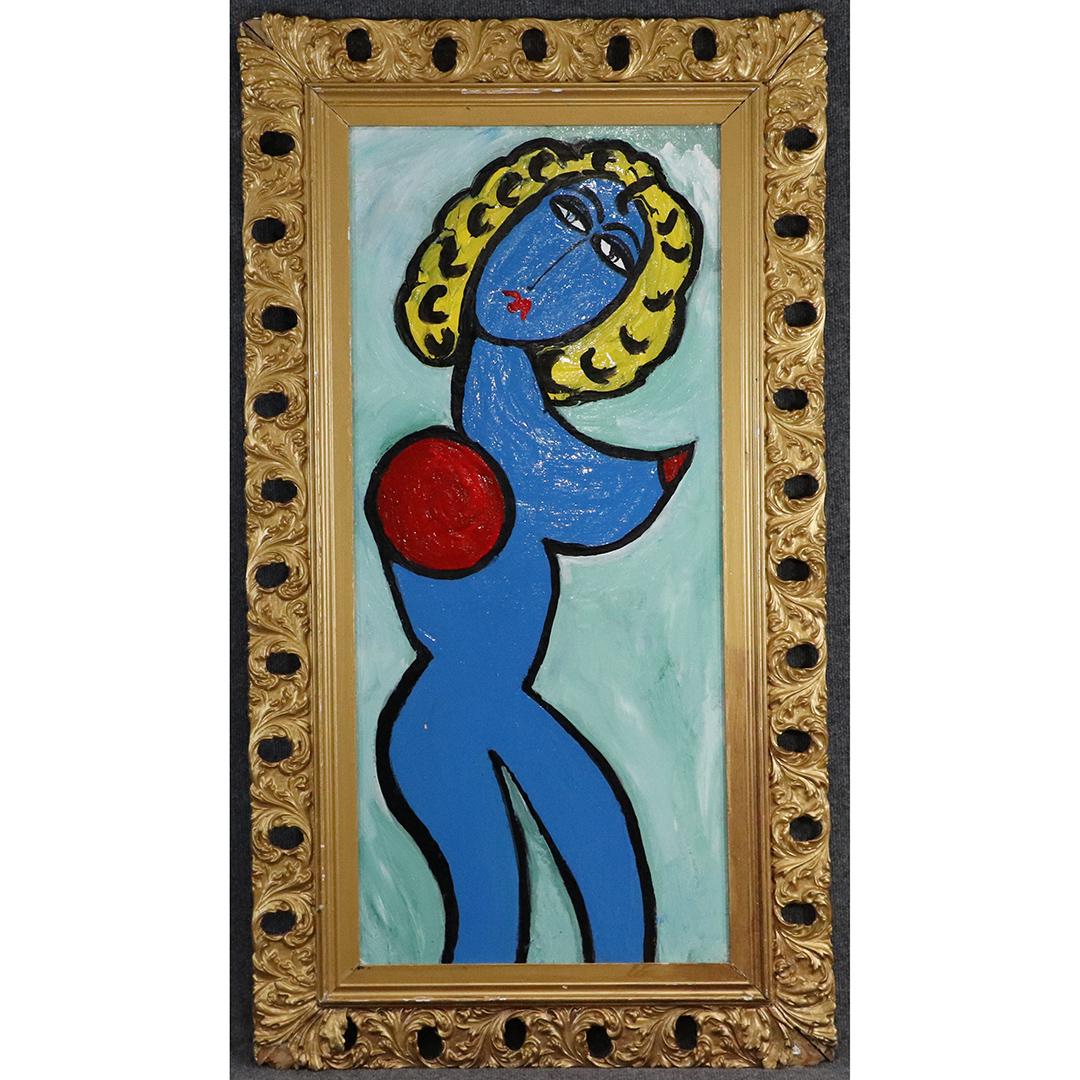 Pulgini, Mid-Century Modern O/b Abstract Blue Woman (1 of 10)