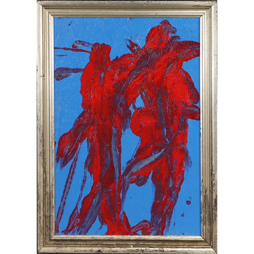 Pulgini, Mid-Century Modern O/b Abstract Red on Blue (1 of 8)