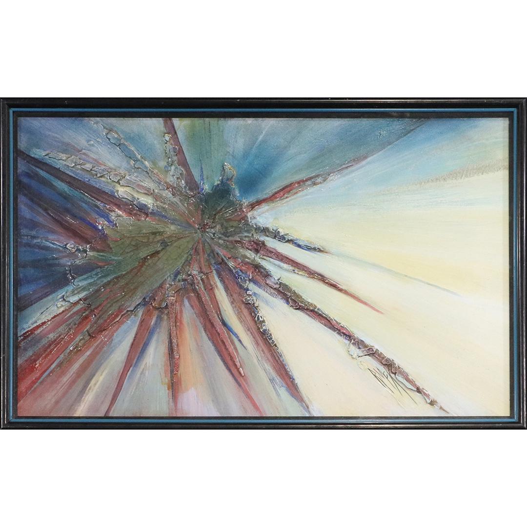 Ruth McKee, "Ice Star" Mid-Century Abstract Oil/b (1 of 8)