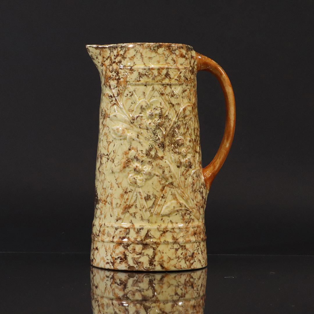 19th C Spongeware Pitcher Chicken Wire Lattice Design (1 of 7)