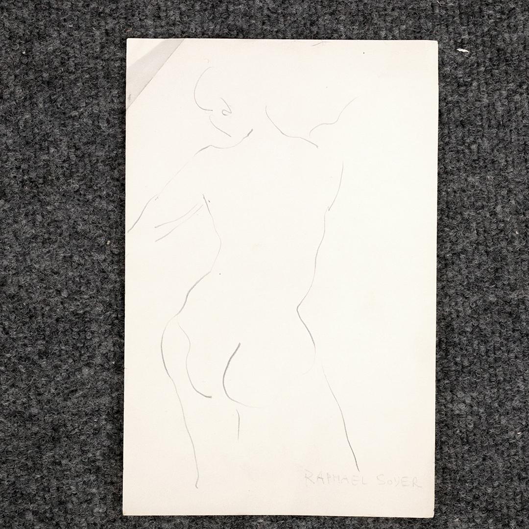 Raphael Soyer, Pencil Signed Sketch Nude Model Backside: Raphael Soyer, Pencil Signed Ink Sketch Nude Model Backside. Size: 9.5x6.25. ASKart: Raphael Soyer (1899 - 1987)Raphael Soyer was active/lived in New York. Raphael Soyer is known for Social realist fi