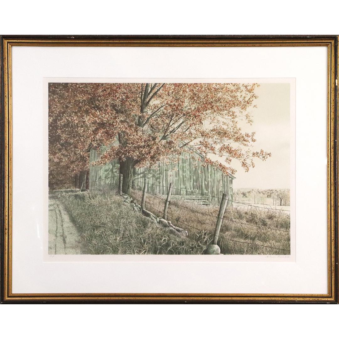 Helen Rundell, Artist Proof Lithograph Countryside Barn (1 of 9)