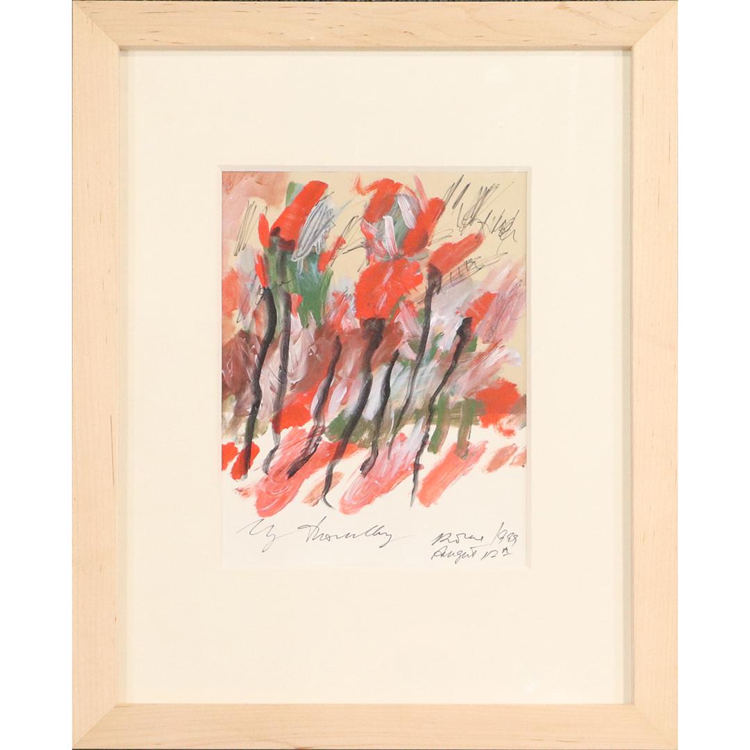 Cy Twombly, attributed, Red Floral Abstract Mixed Media (1 of 8)