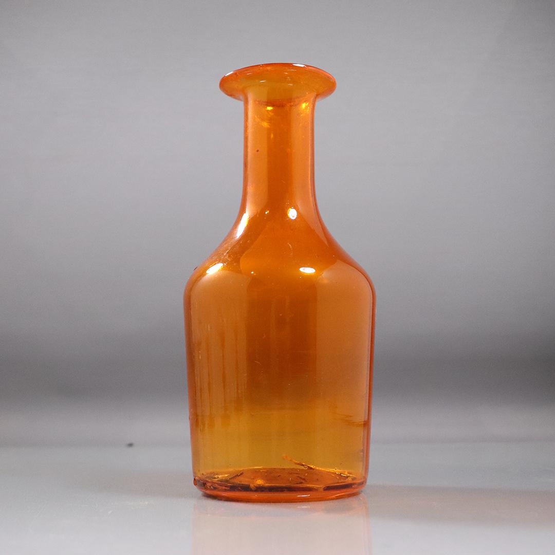 Mid-Century Modern Bright Orange Glass Bottle / Vase (1 of 5)