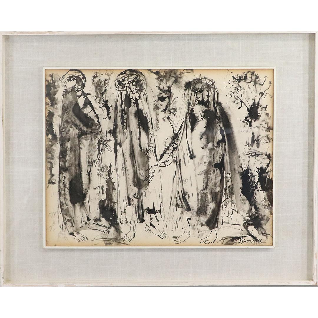 Robert Steed, Mid-Century Pen & Ink Drawing People (1 of 7)