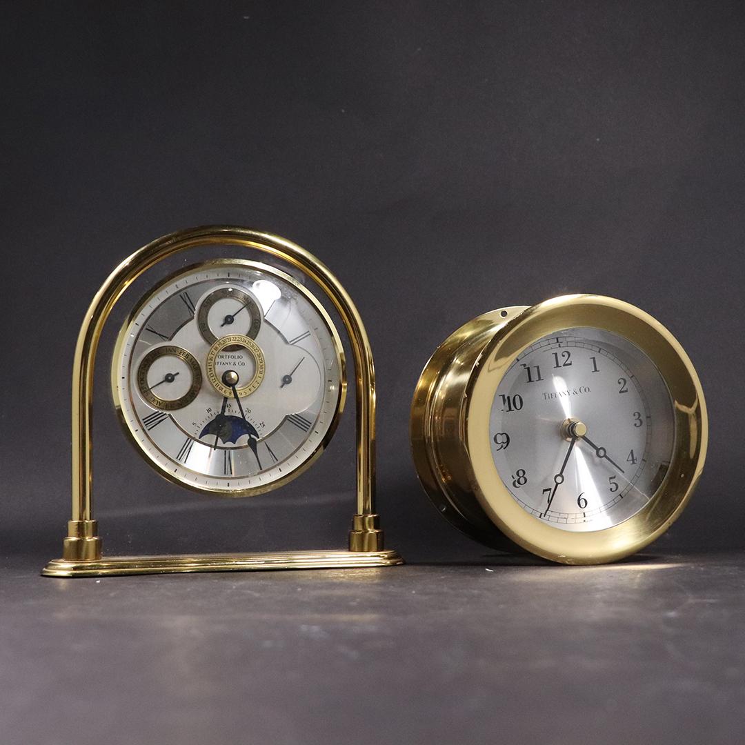 TIFFANY & CO Brass Desk Clock and Nautical Clock (1 of 8)