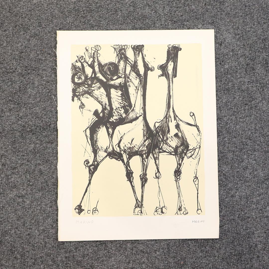 Marino Marini, Vintage Lithograph. Horses, Signed (1 of 7)