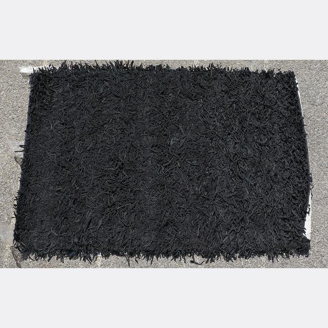 Modern Design Black Leather Shag Rug. (1 of 4)