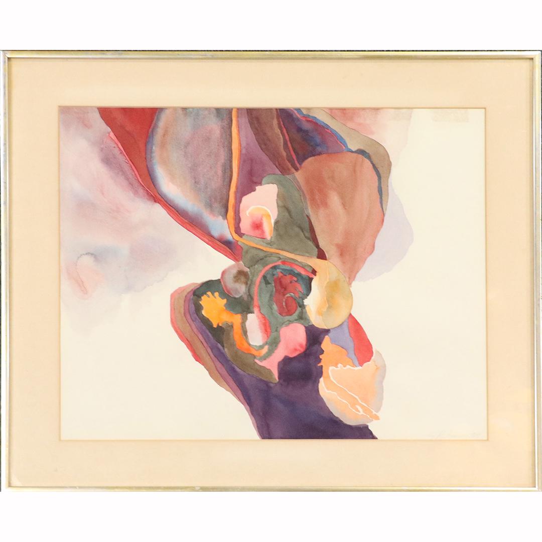 Jane Rose Speiser, Watercolor Titled: Looking Backwards: Jane Rose Speiser, Watercolor Titled: Looking Backwards. size: 15x19 image, 20.25x24.25 outside frame
