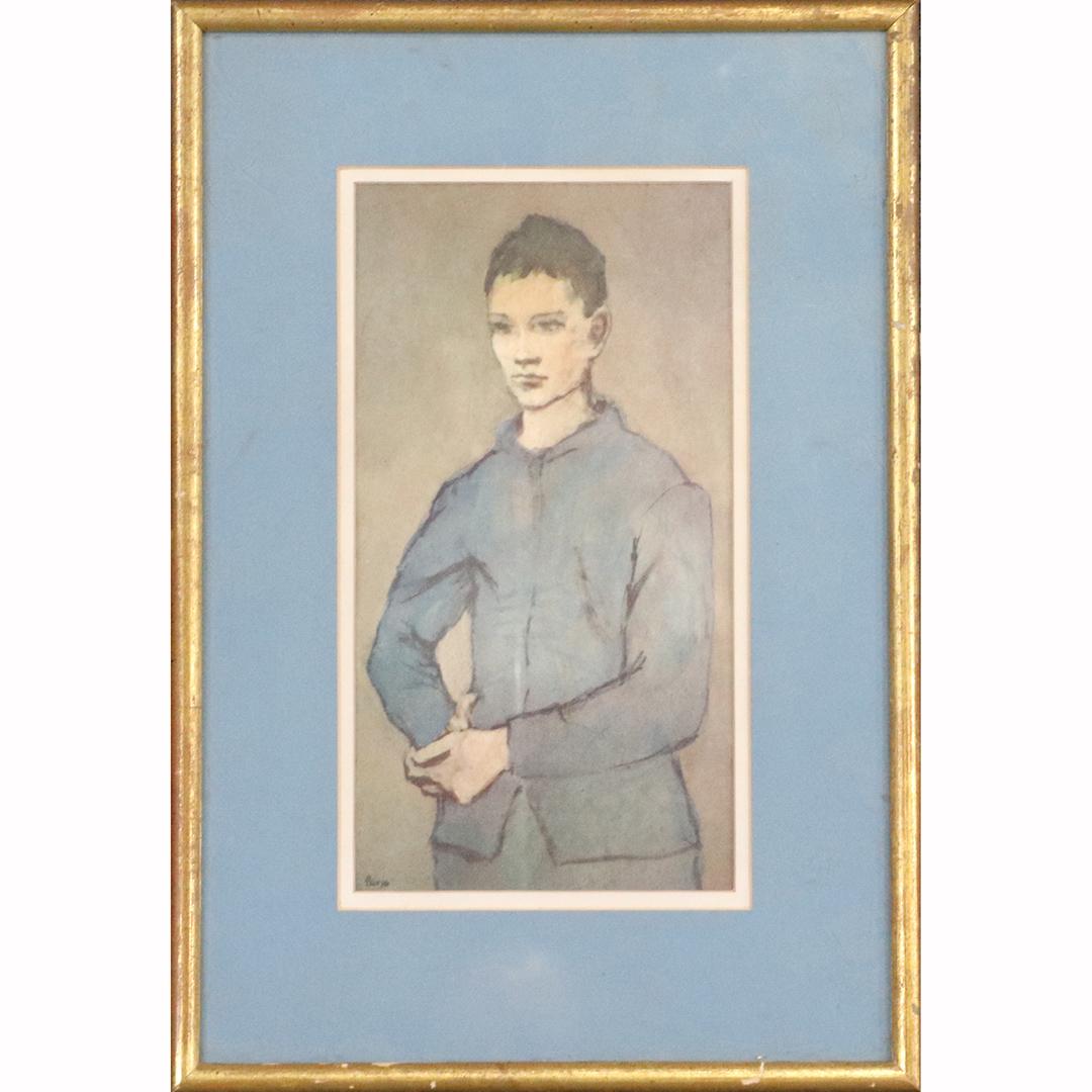 Pablo Picasso, Blue Boy Vintage Color Lithograph Framed: Pablo Picasso, Blue Boy Vintage Color Lithograph Framed. Signed in plate. size: 11x5.75 image, 17x11.5 outside frame