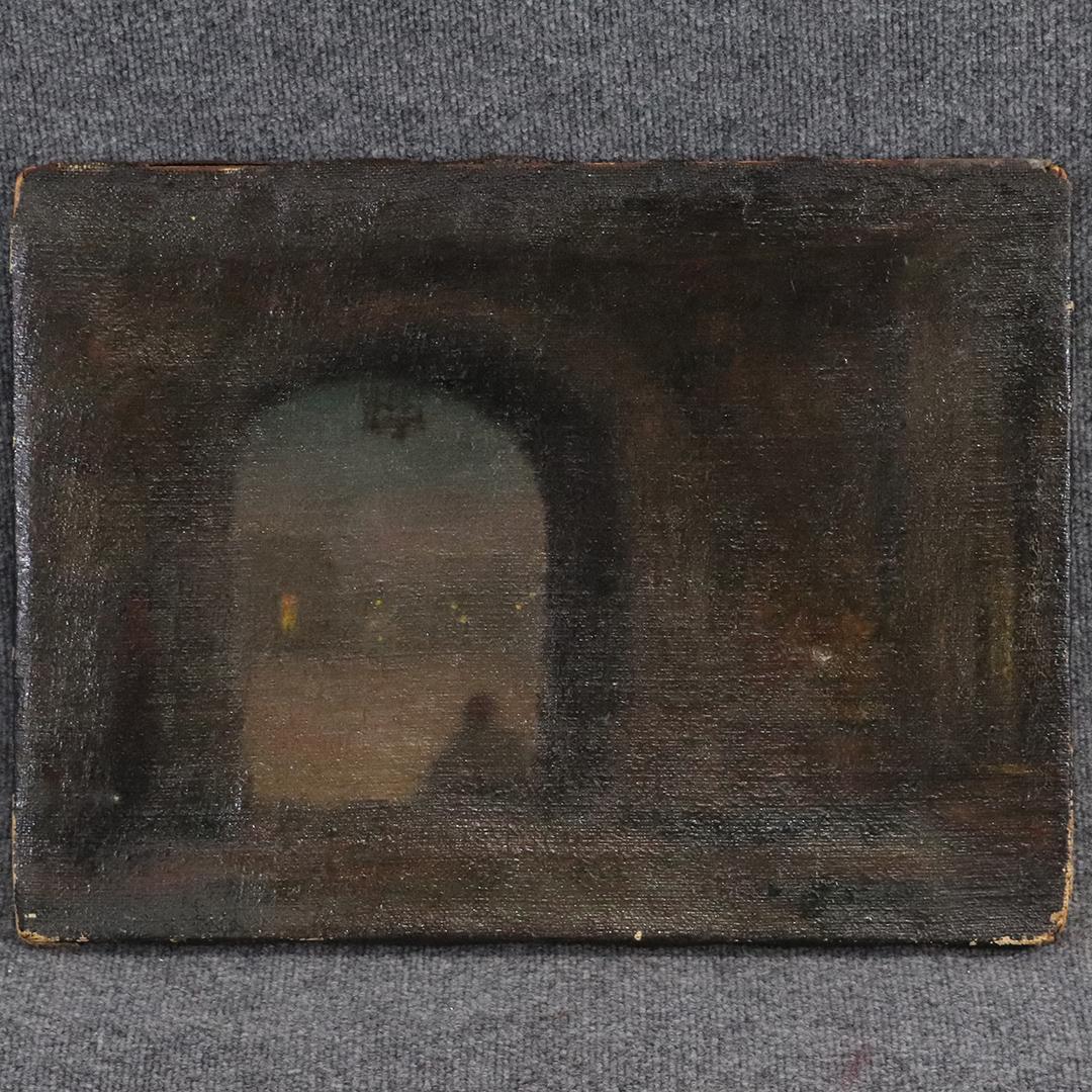 James Abbott McNeill Whistler, attributed, Nocturne O/c: James Abbott McNeill Whistler, attributed, Nocturne O/c, 19th C. Impressionism Archway Oil on Canvas Painting. size: 15x20.5