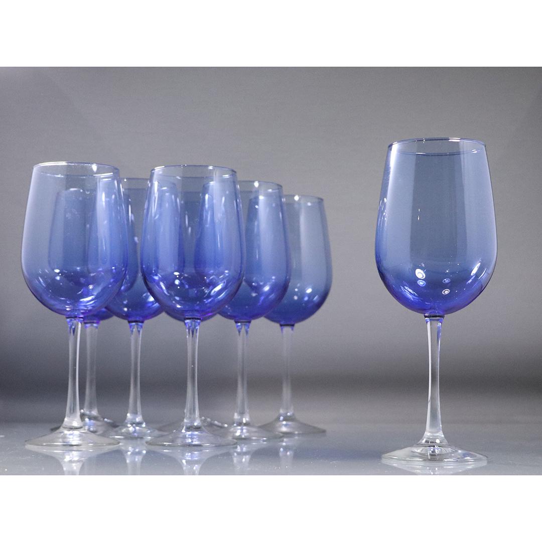 Set of 8 Ice Blue Glass Wine Glasses: Set of 8 Ice Blue Glass Wine Glasses. size: 9.25H inches, 2.75in opening