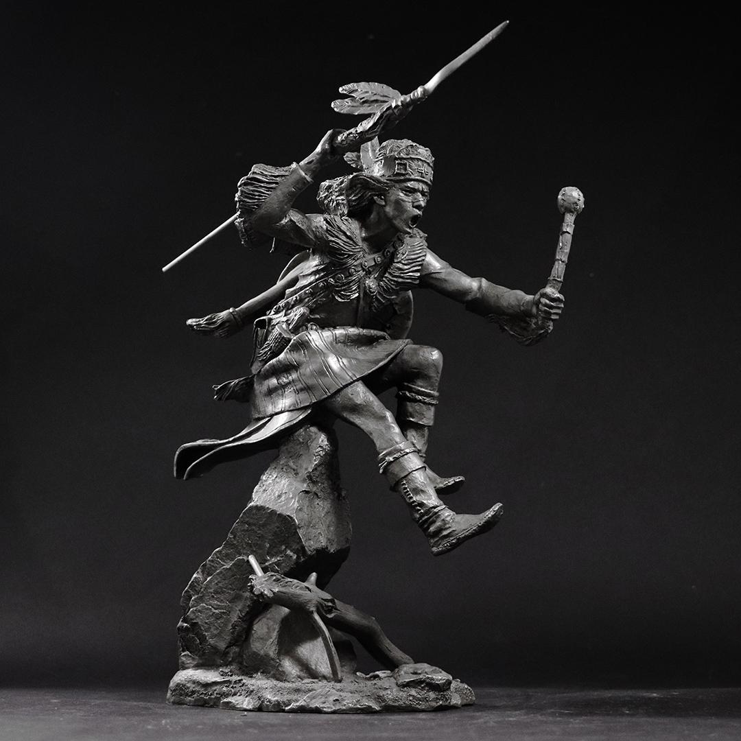 Jim Ponter, Signed Fine Pewter Sculpture Apache Raider: Jim Ponter, Signed Fine Pewter Sculpture Apache Raider. Nice Detail. size: 12h x 10L