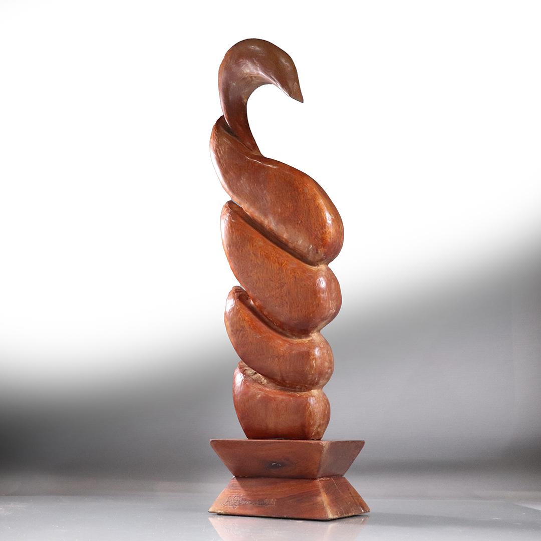 Anthony G Generalli 1915-2001 Carved Wood Stylized Swan: Anthony G Generalli 1915-2001 Carved Wood Stylized Swan sculpture. Signed. size: 24h x 6.25L x 5.25w