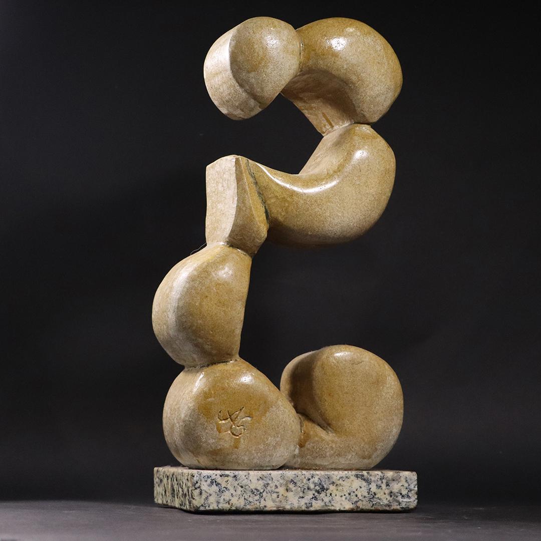 Anthony G Generalli 1915-2001 Carved Limestone Abstract: Anthony G Generalli 1915-2001 Carved Limestone Abstract shapes, signed. size: 15.5h x 7.25w