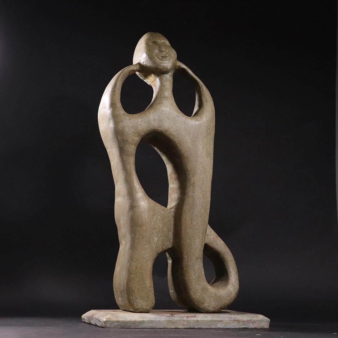 Anthony G Generalli 1915-2001 Carved Travertine Scream: Anthony G Generalli 1915-2001 Carved Travertine Sculpture of his rendition of "The Scream". size: 17.5h x 10w