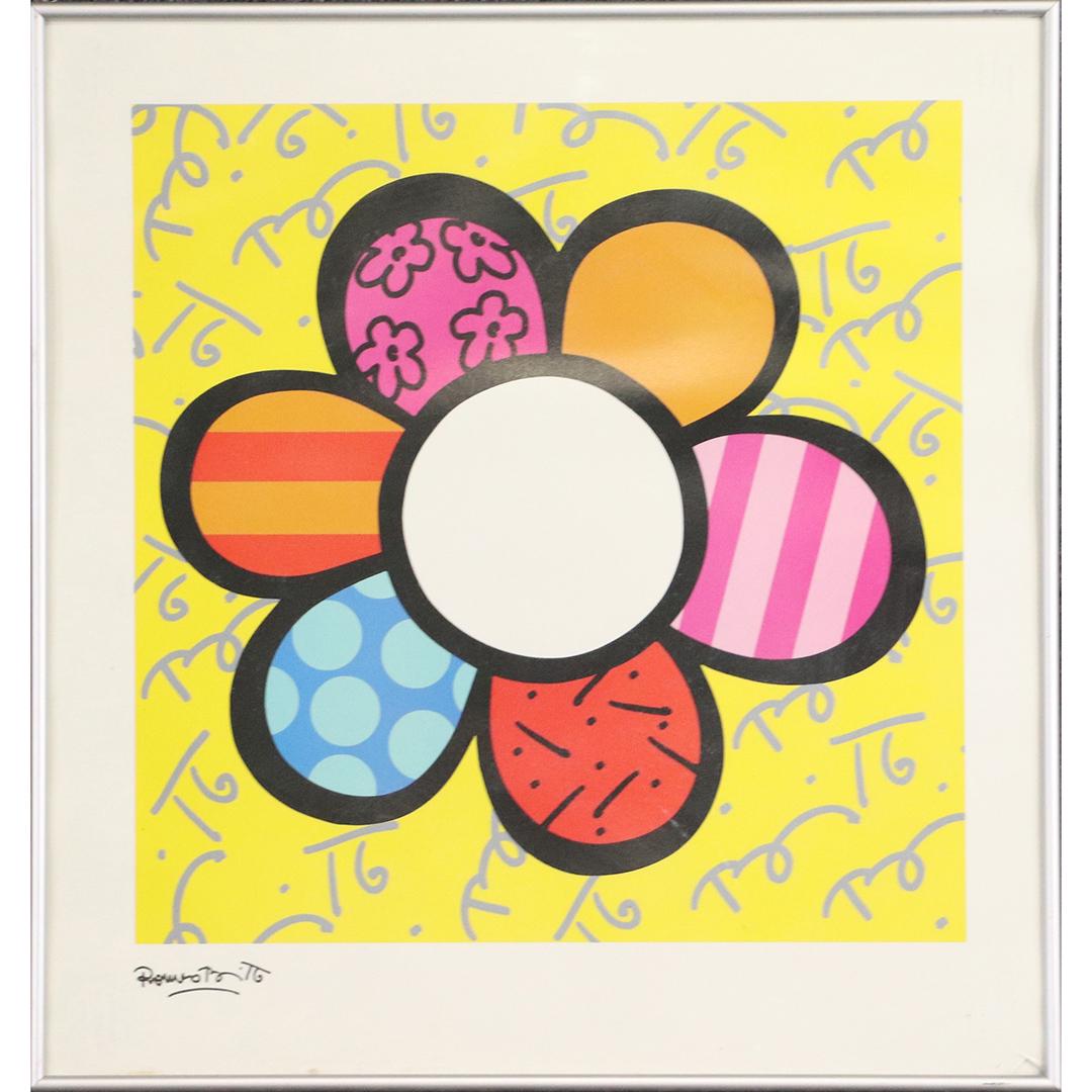 Romeo, Mid-Century Color Lithograph Pop Art Flower: Romeo, Mid-Century Color Lithograph Pop Art Flower. Original framing. size: 21x20 image, 21.5x20.5 outside frame