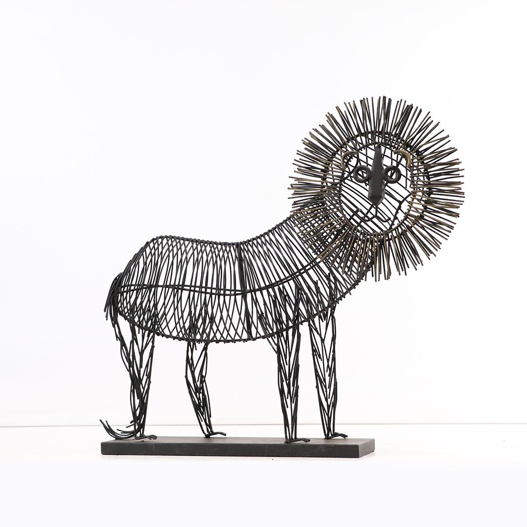 Calder(in the manner of); 20thC. Modernist Lion Wire Sc: Calder(in the manner of); 20thC. Modernist Lion Wire Sculpture. Painted wire sculpture. Lion - King of the Jungle. In the manner of Alexander Calder; 24in.H. x 28in.W. x 5in.D.