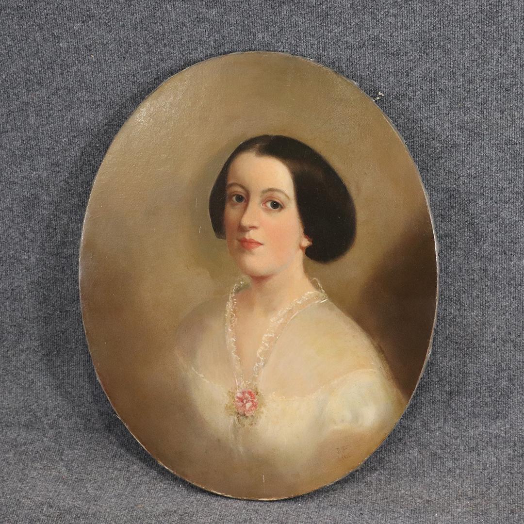 Signed P Jd 1826, Oil/c Fine Americana Woman Portrait: Signed P Jd 1826, Oil/c Fine Americana Woman Portrait. Very nice quality painting., Oval Oil on Canvas. size: 27x22