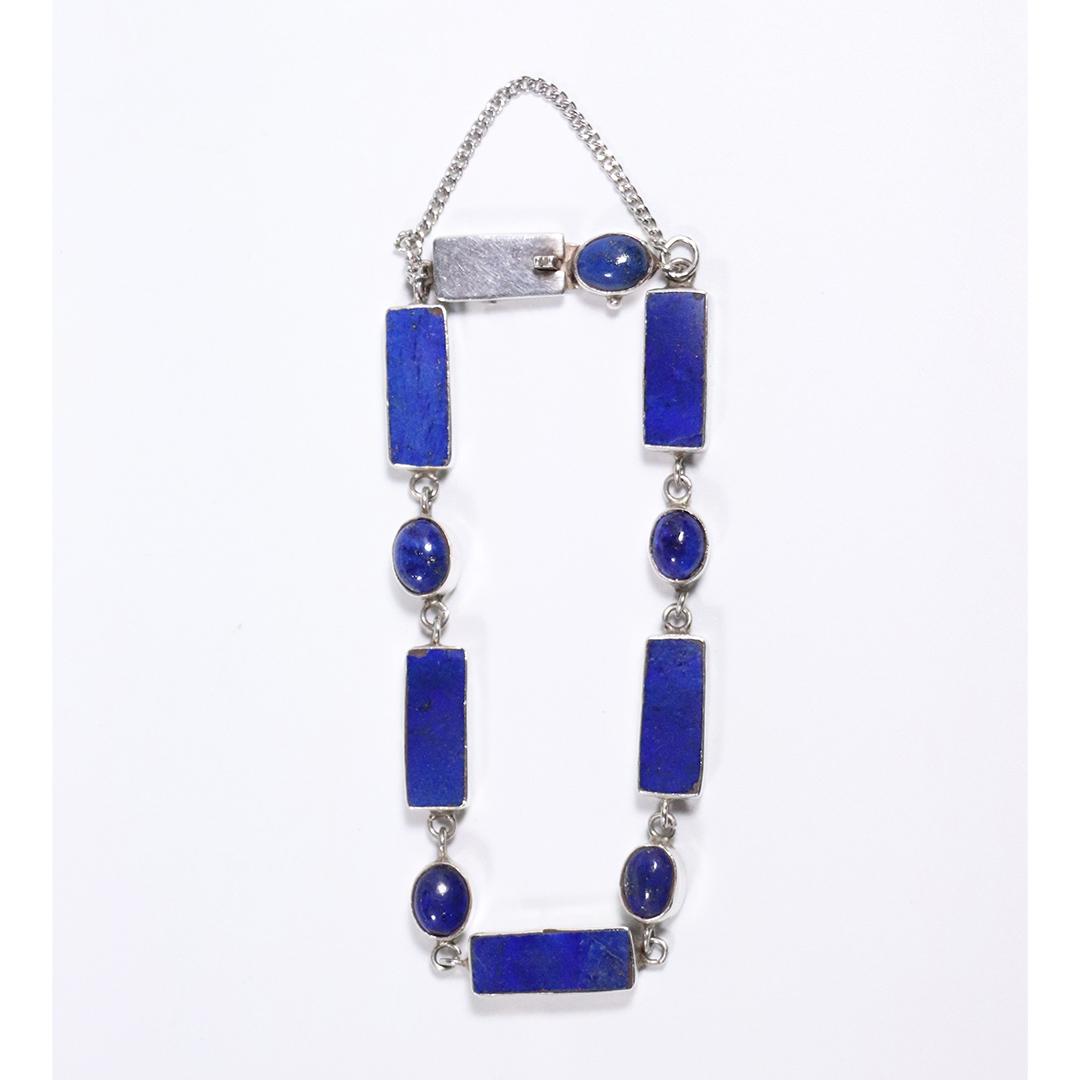 Modern Design Sterling Silver and Lapis Links Bracelet (1 of 5)
