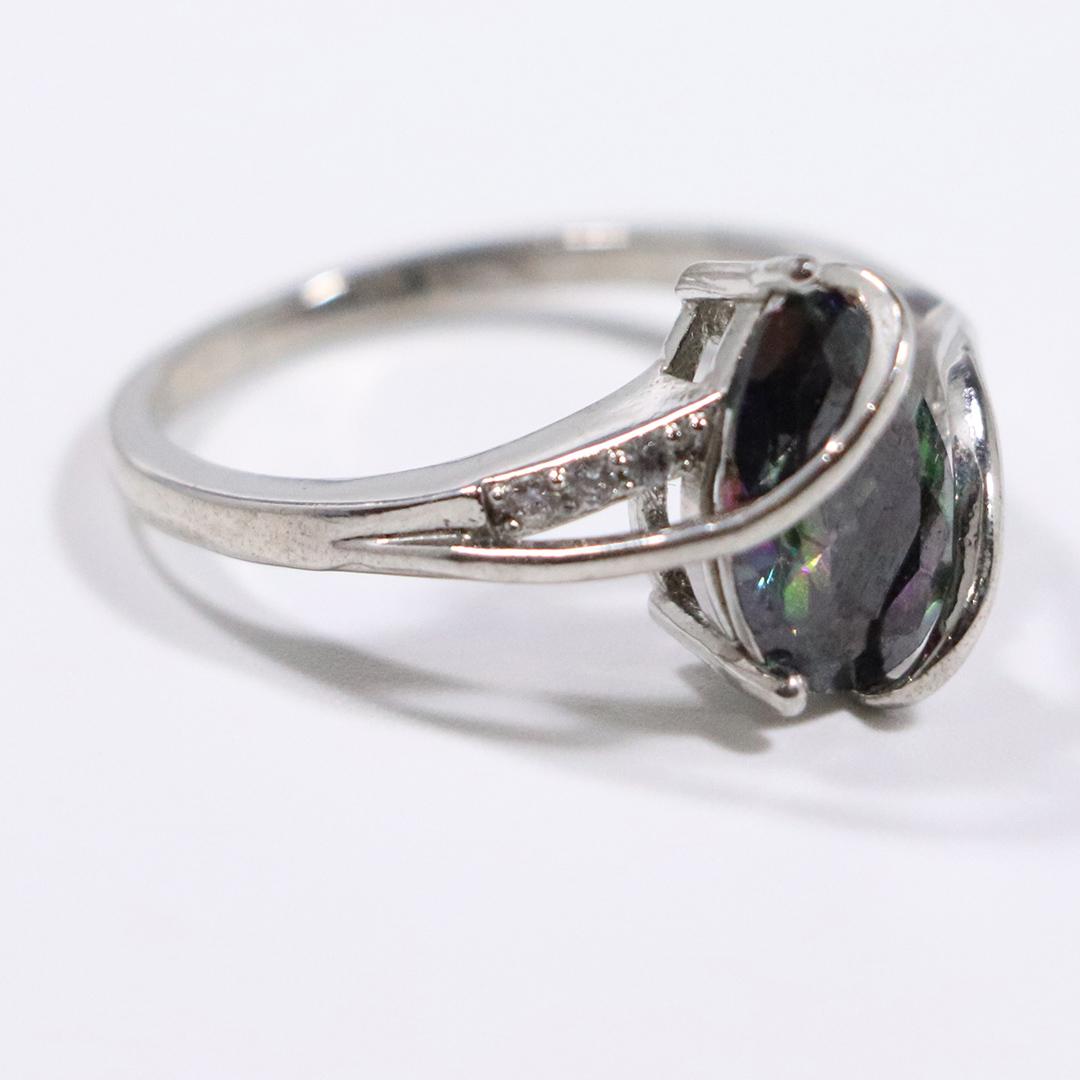 .925 Sterling Silver Mystic Topaz & CZ Ring Size 9.5 (1 of 5)