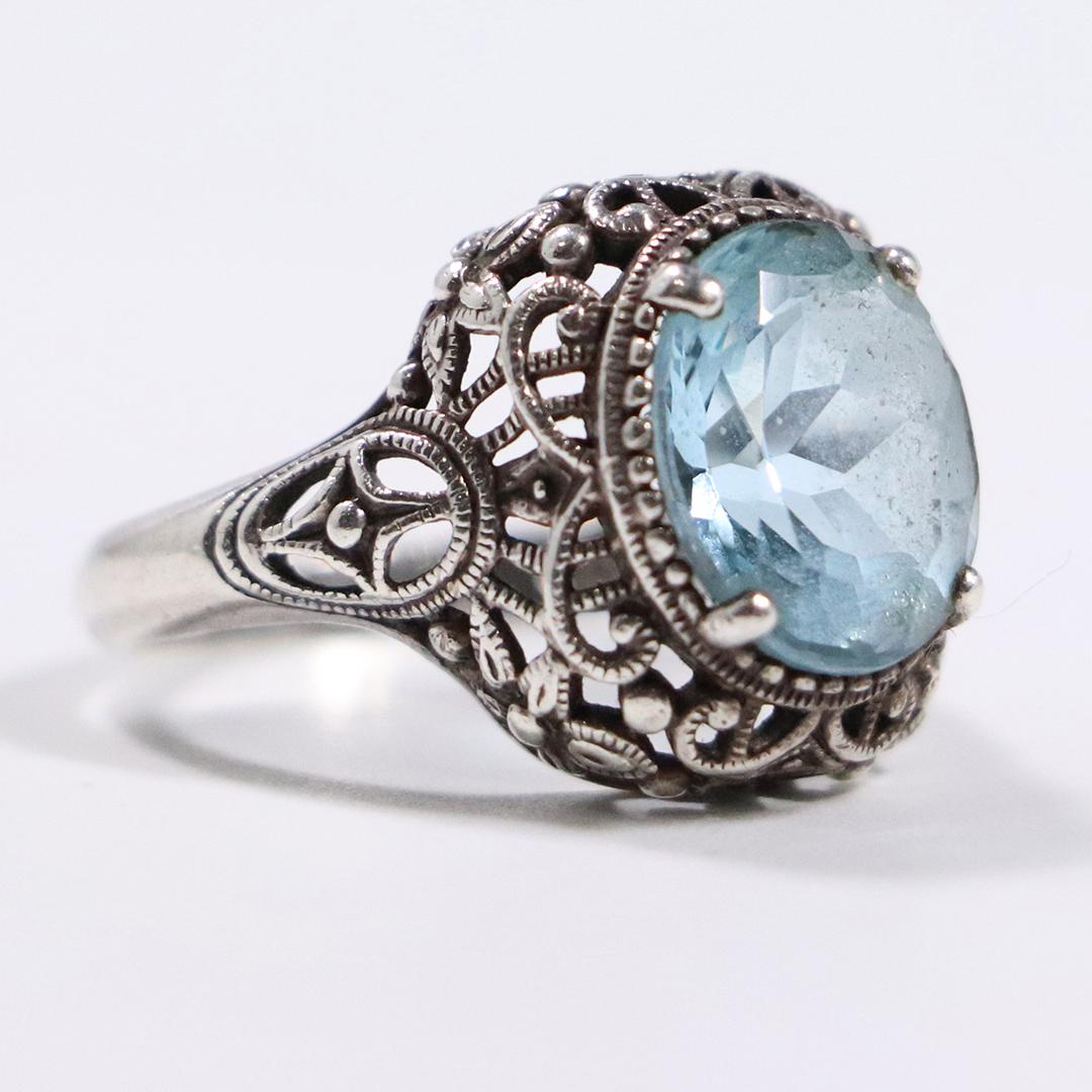.925 Sterling Silver with Blue Topaz Ring Size 7.5 (1 of 7)