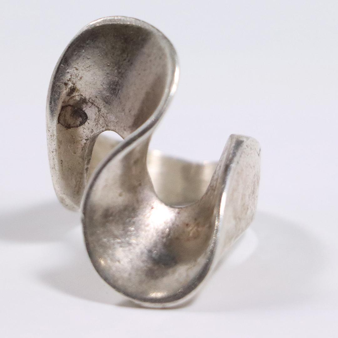 .925 Mexico Sterling Silver Flare Ring, Size 6.5 (1 of 5)