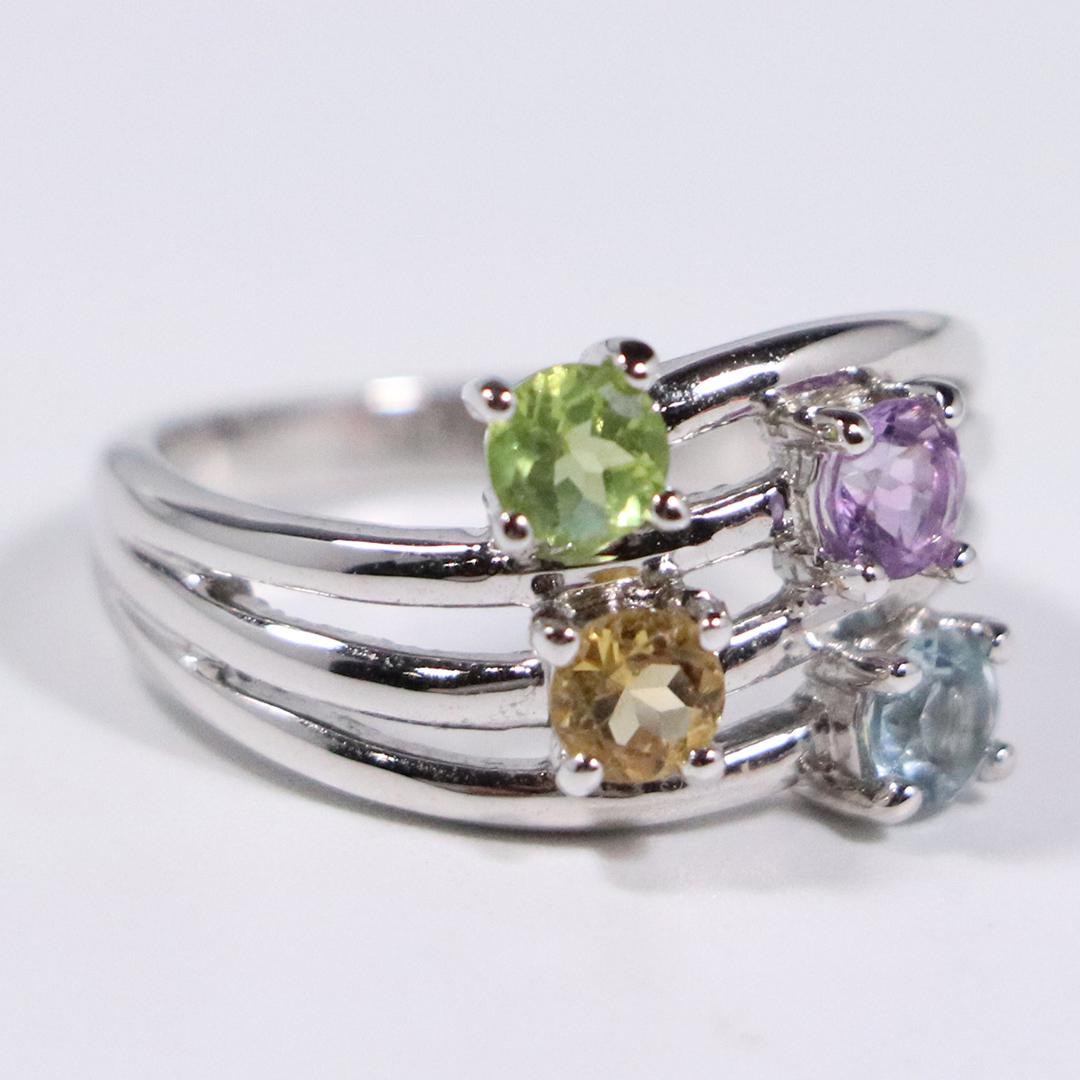 .925 Sterling Topaz Amethyst Multi Color Stones Ring (1 of 4)