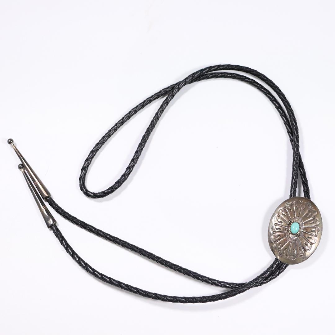 Sterling and Turquoise Native American Slide Necklace (1 of 4)