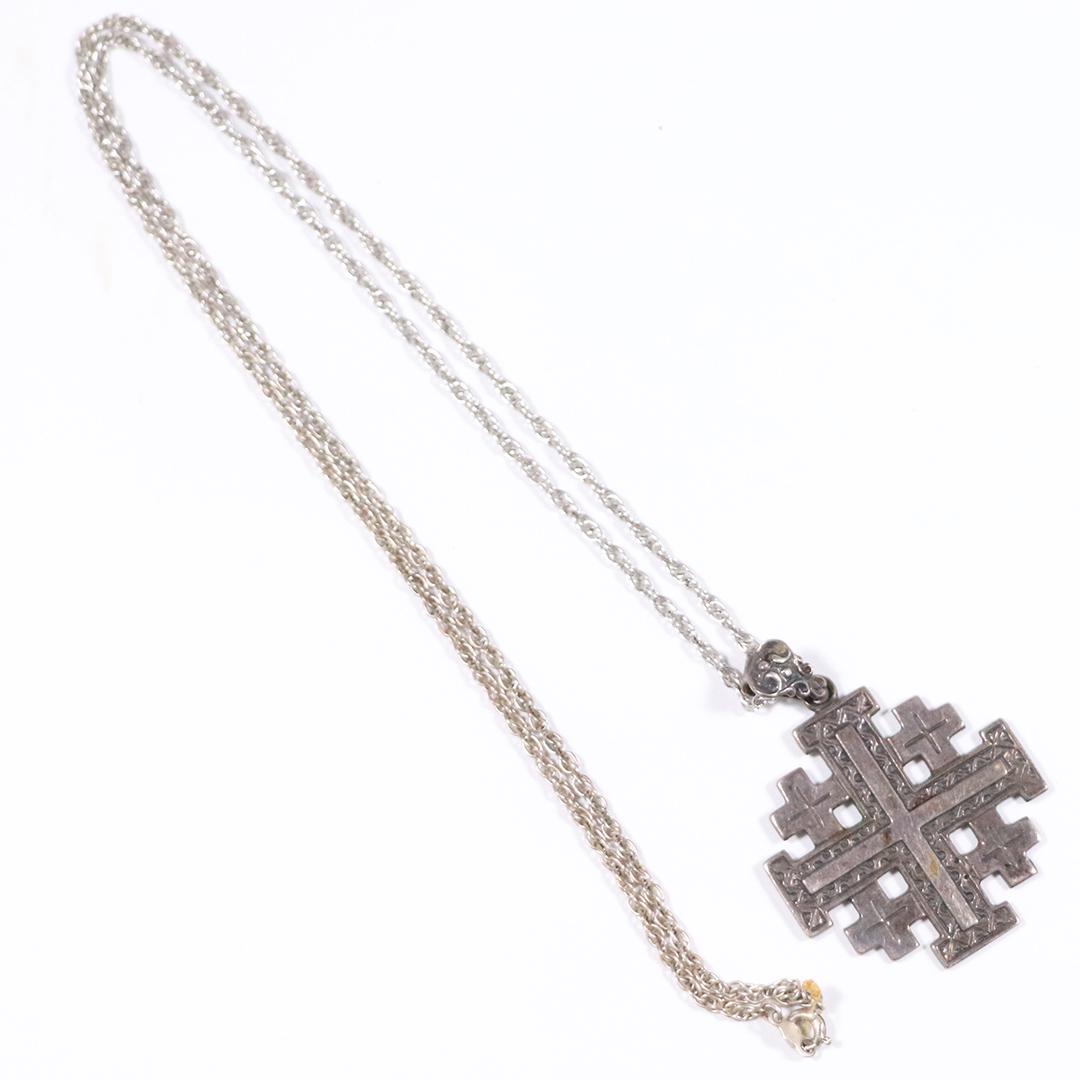 Sterling Silver Signed Religious Pendant Sterling Chain (1 of 4)