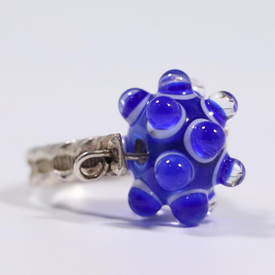 Sterling Silver Fidget Ring with Blue Art Glass (1 of 4)