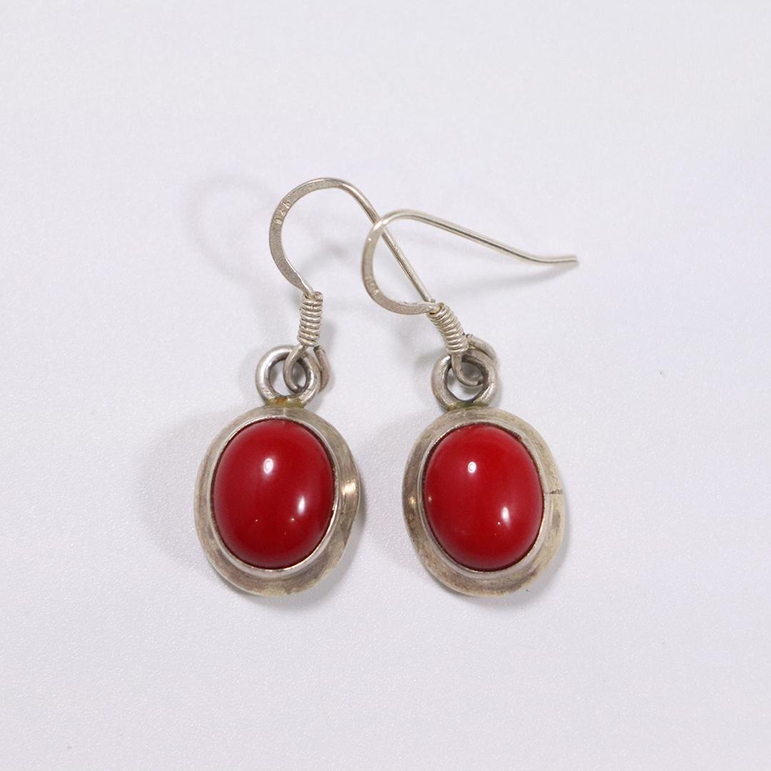 .925 Sterling Silver Red Agate Drop Earrings (1 of 3)
