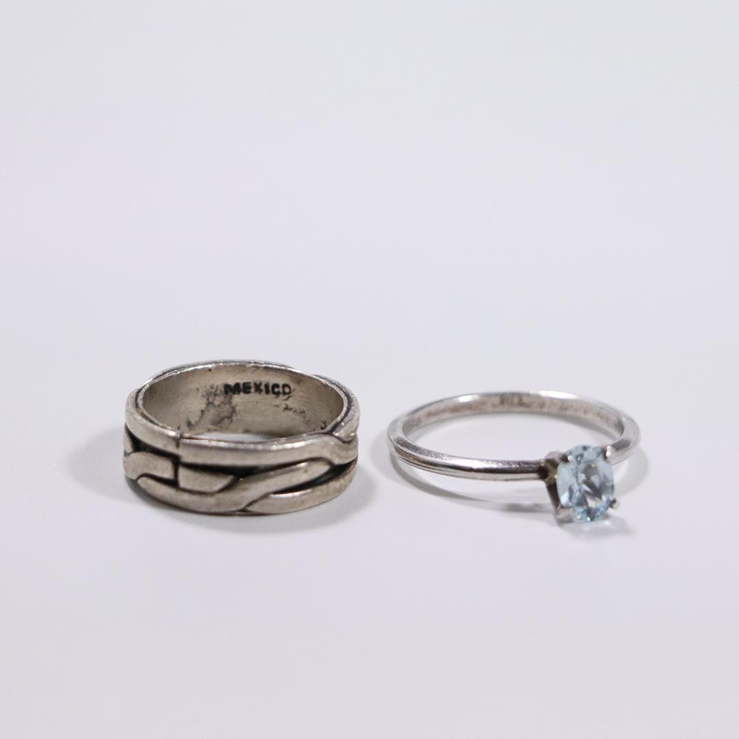 [2] Mexico .925 Sterling Silver Band & Blue Topaz Ring (1 of 6)