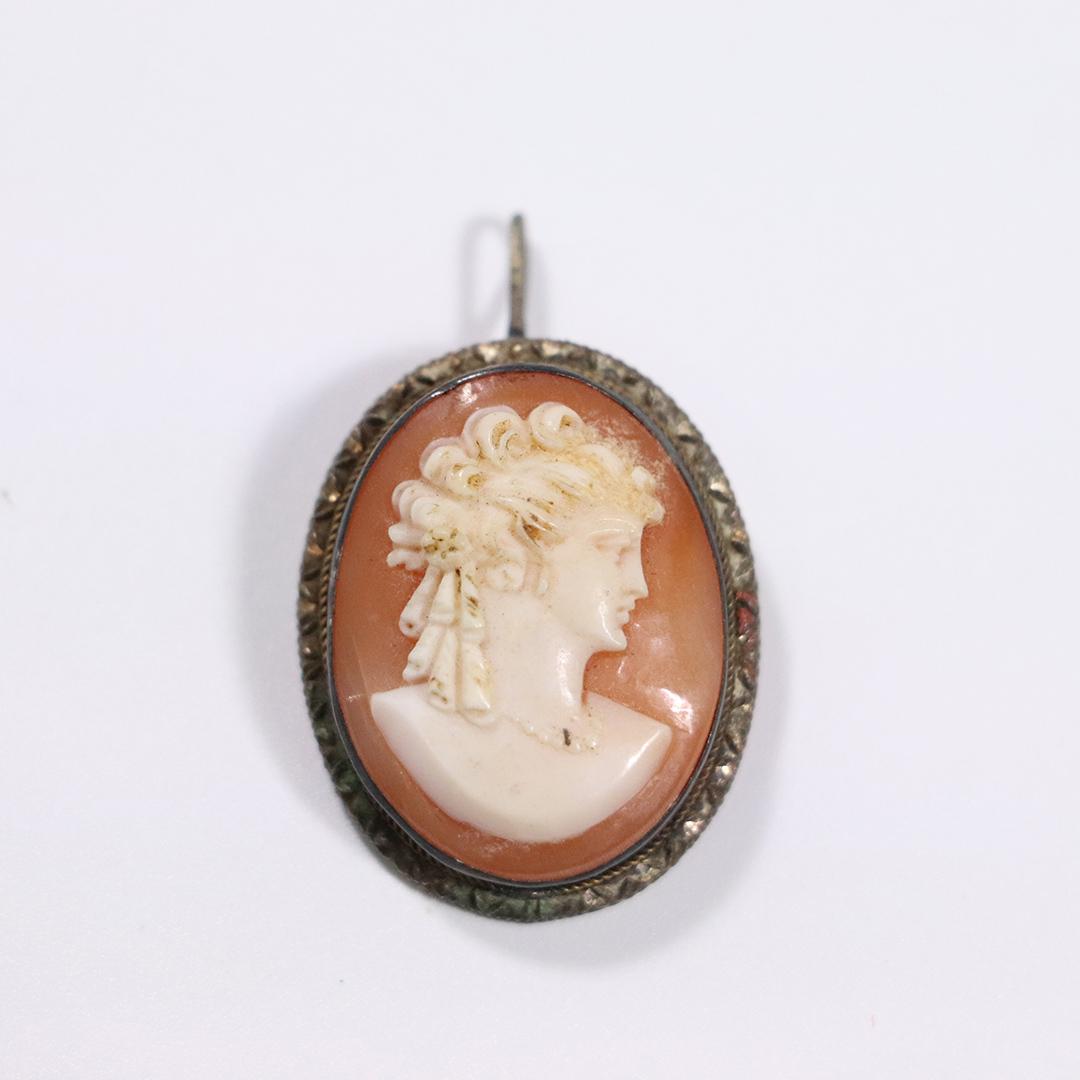 Mexico .800 Cameo Woman Portrait Brooch (1 of 5)