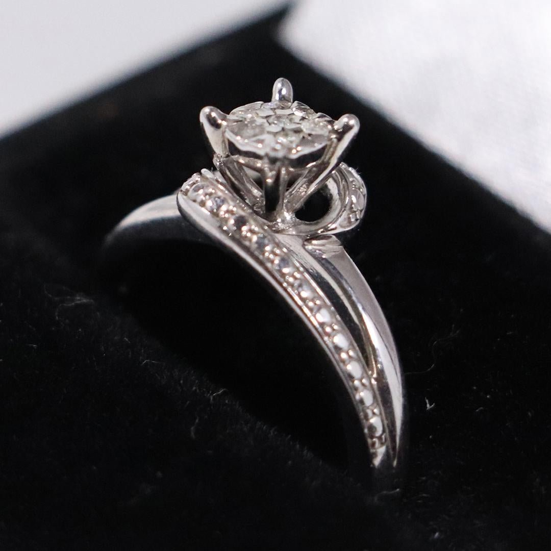 .925 Sterling Silver Diamonds Engagement Ring Size 7.5 (1 of 6)