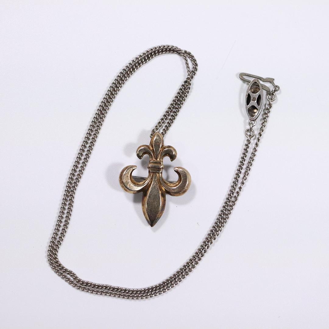 Sterling Silver Fluer De Lis Pin / Pendant Necklace (1 of 6)