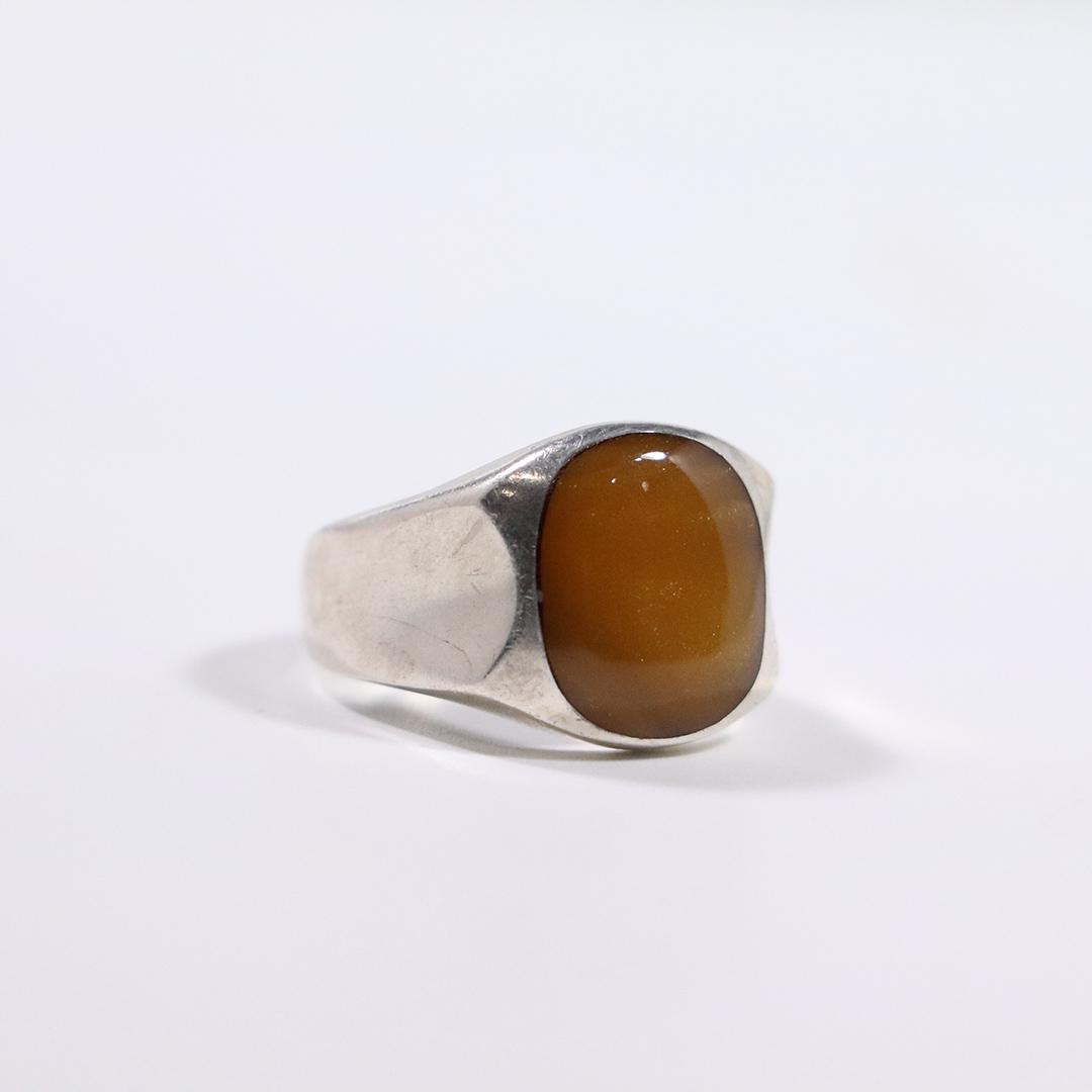 .925 Sterling Silver Mens Ring with Yellow Jasper Stone (1 of 5)