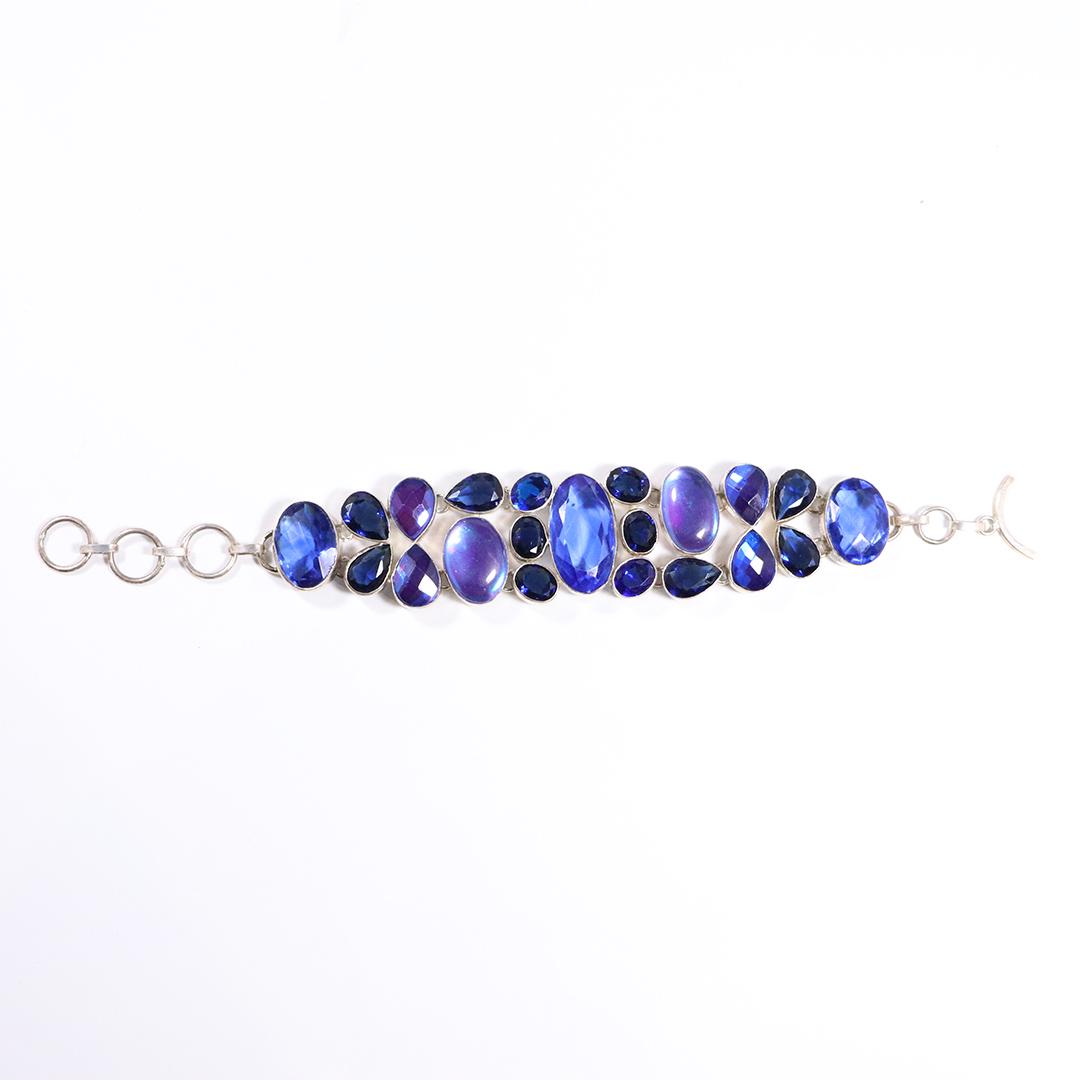 Sterling Silver Blue Sapphires Purple Amethyst Bracelet (1 of 6)