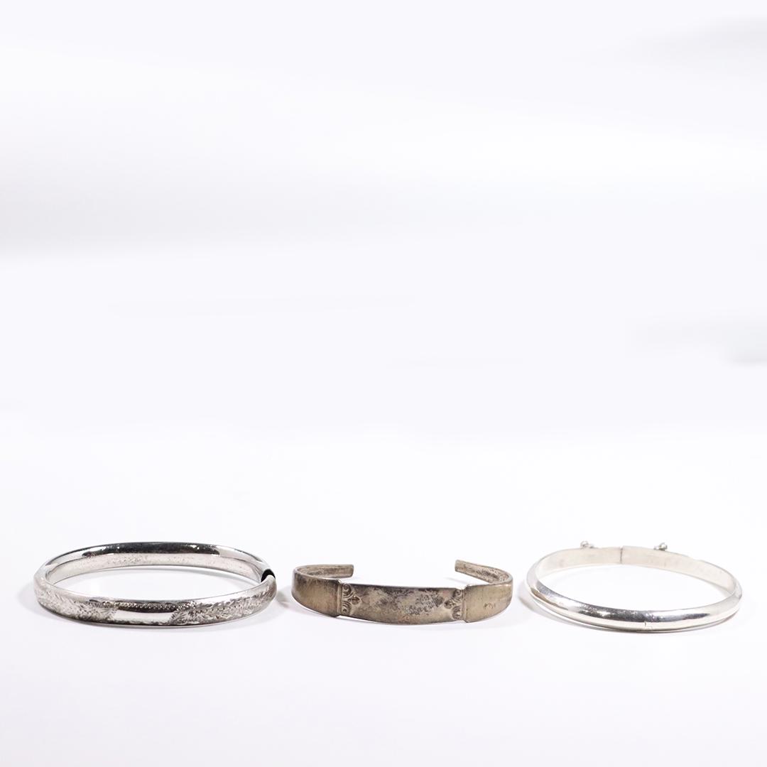 3 Assorted .925 Sterling Silver Bangle Bracelets (1 of 7)