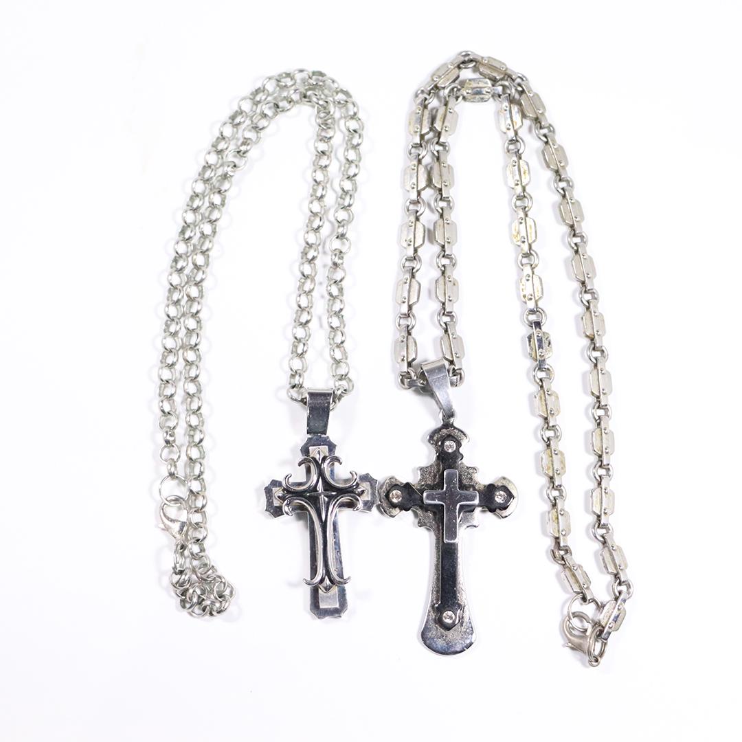 2 Stainless Steel Circle Link Chains, Religious Crosses (1 of 7)