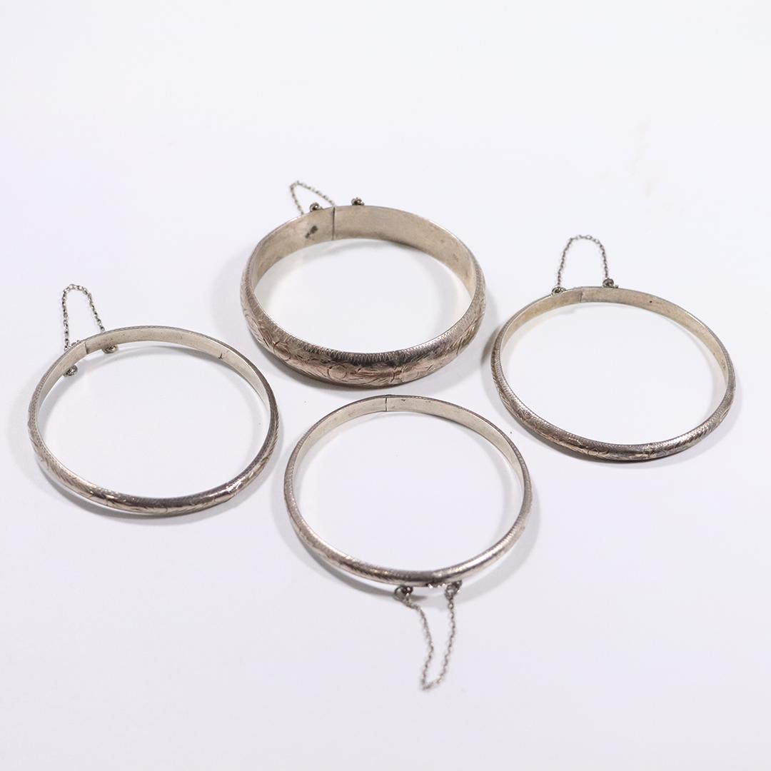 [4] .925 Sterling Silver Etched Design Bangle Bracelets (1 of 7)