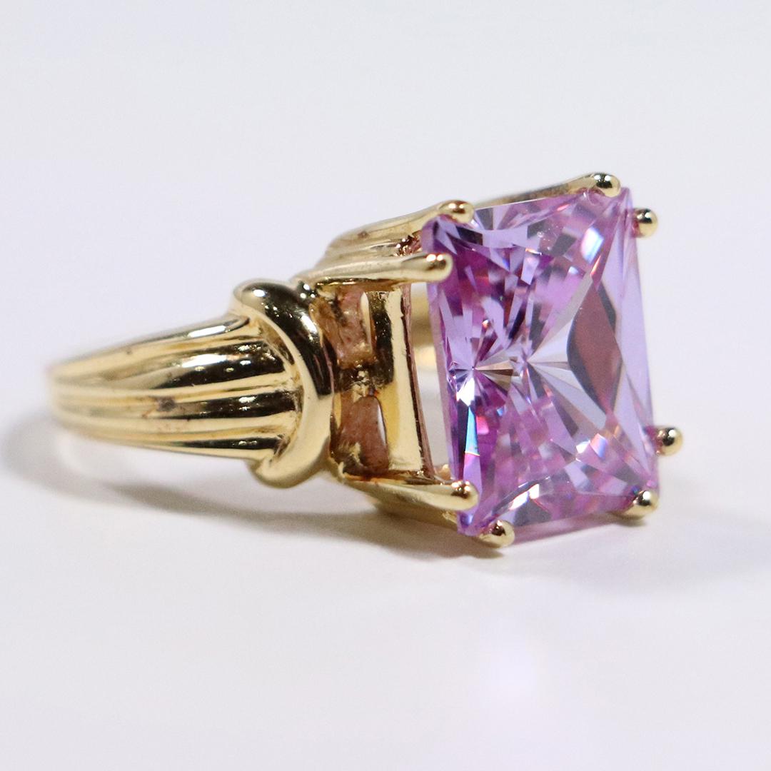 .925 Sterling Vermeil Purple Amethyst Princess Cut Ring (1 of 6)