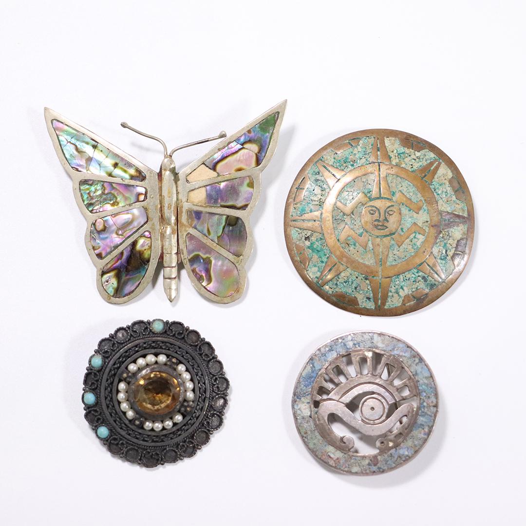 [4] Assorted Sterling Silver Mexico Brooches (1 of 9)